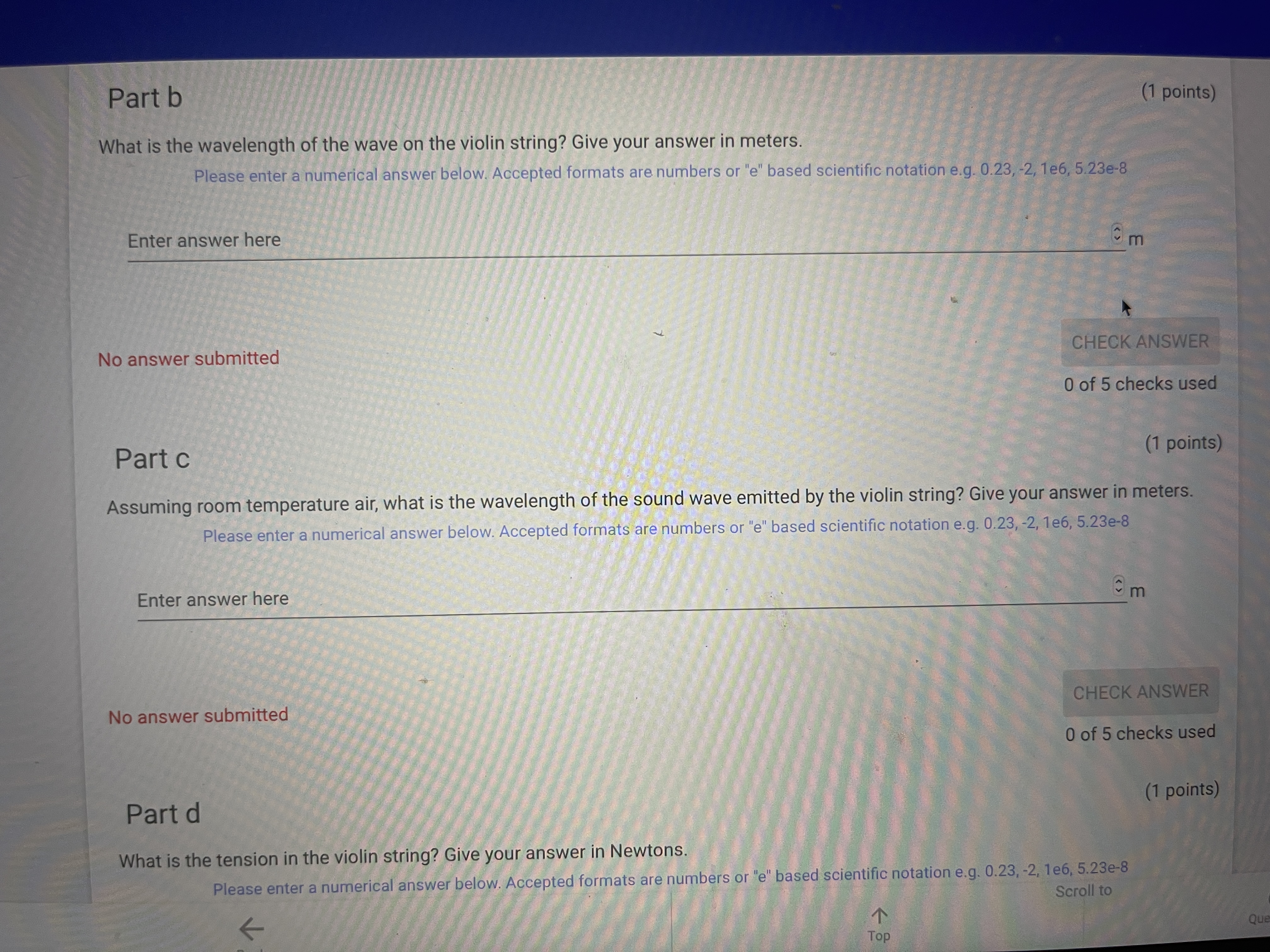 on the temperature of the air and the tension in the string