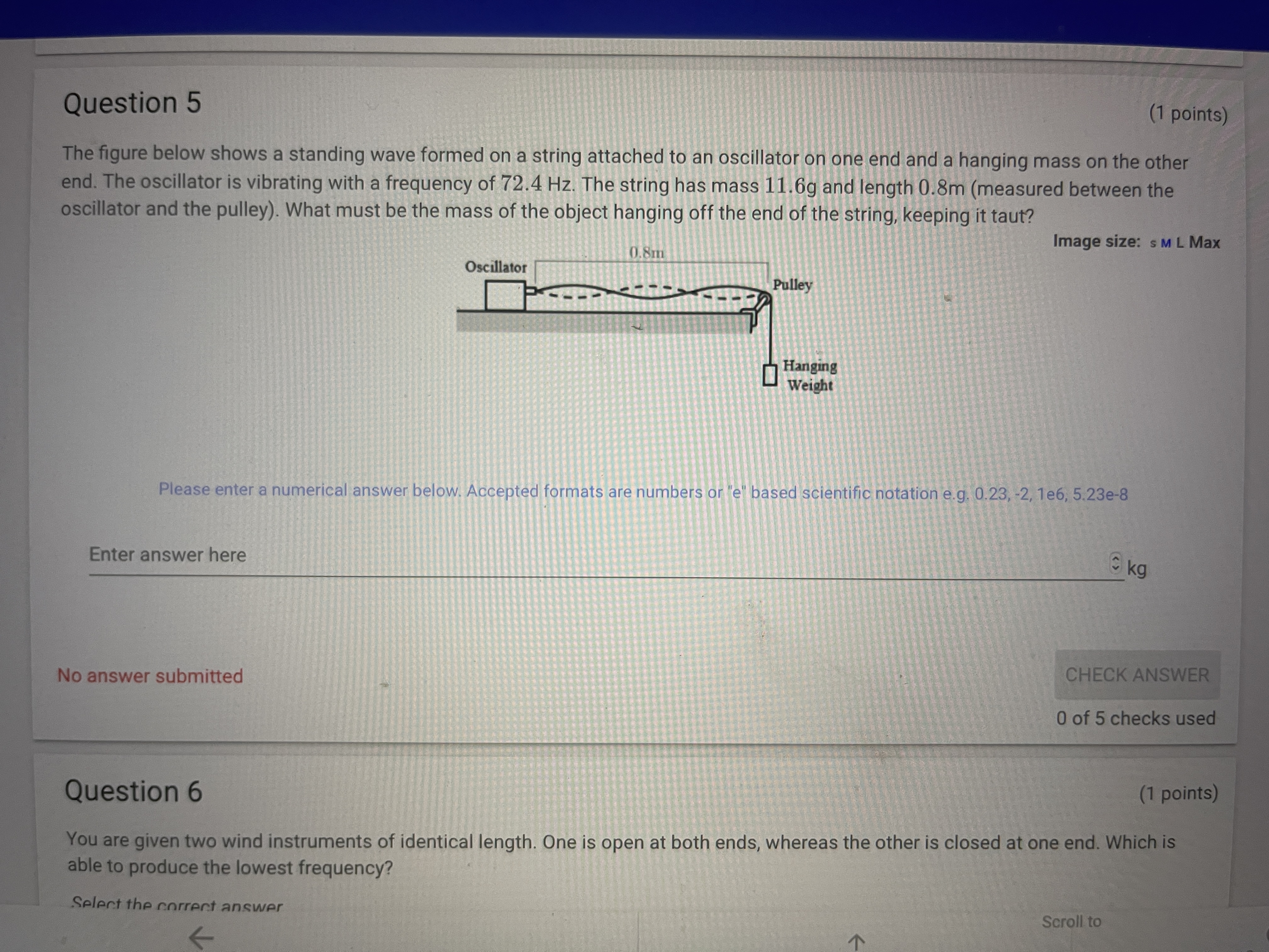 points) What is the wavelength of the wave on the violin string?