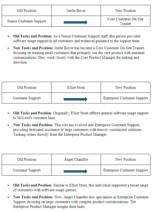 McLeod Software's old organizational structure and culture.Contrast this with the new organizational