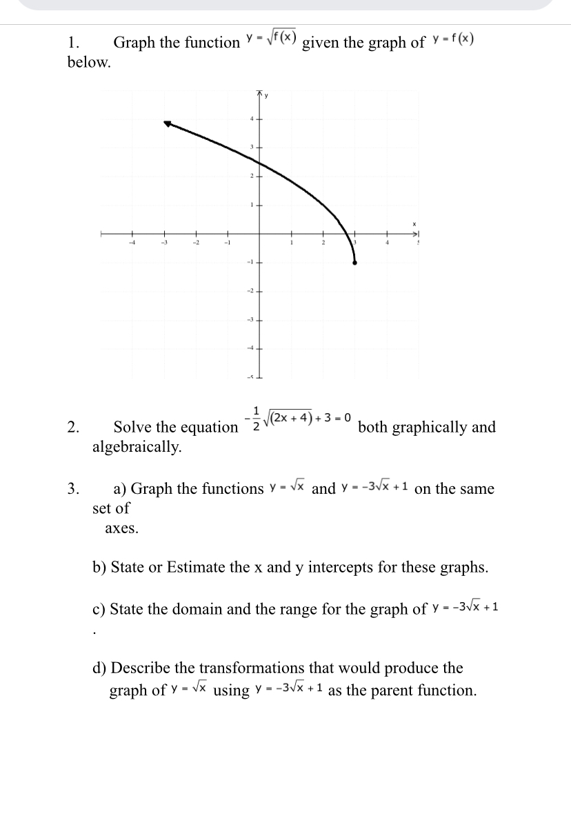  1. Graph the function V " wt) given the graph of