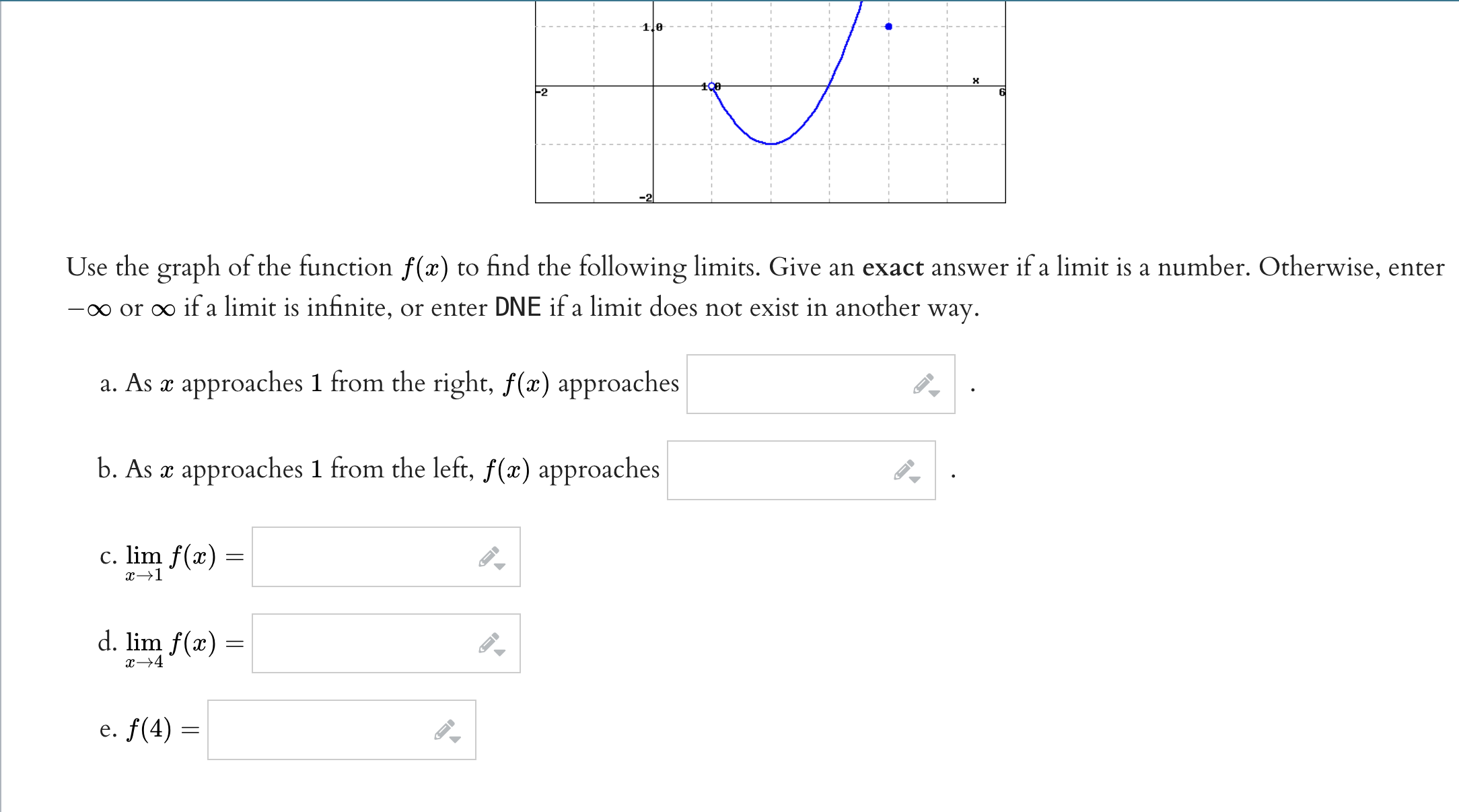 enter 00 or 00 if the limit is innite, or enter DNE