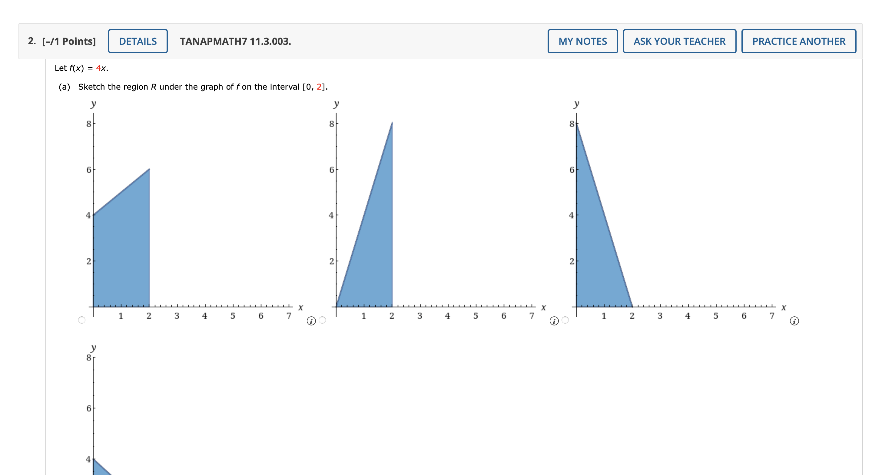 the graph of f on the interval [0, 2]. 8 6 6