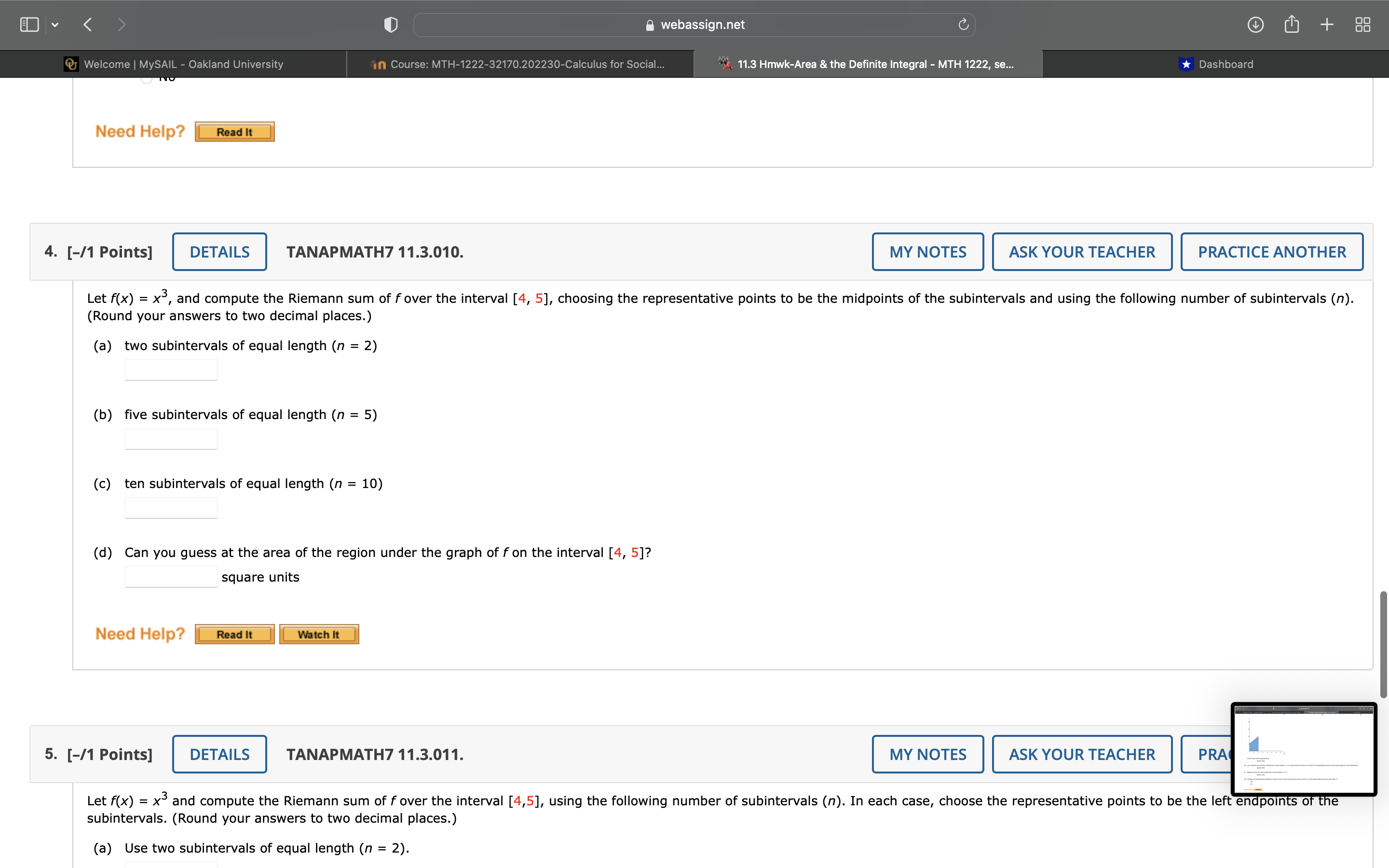using geometry. square units (b) Use a Riemann sum with four subintervals