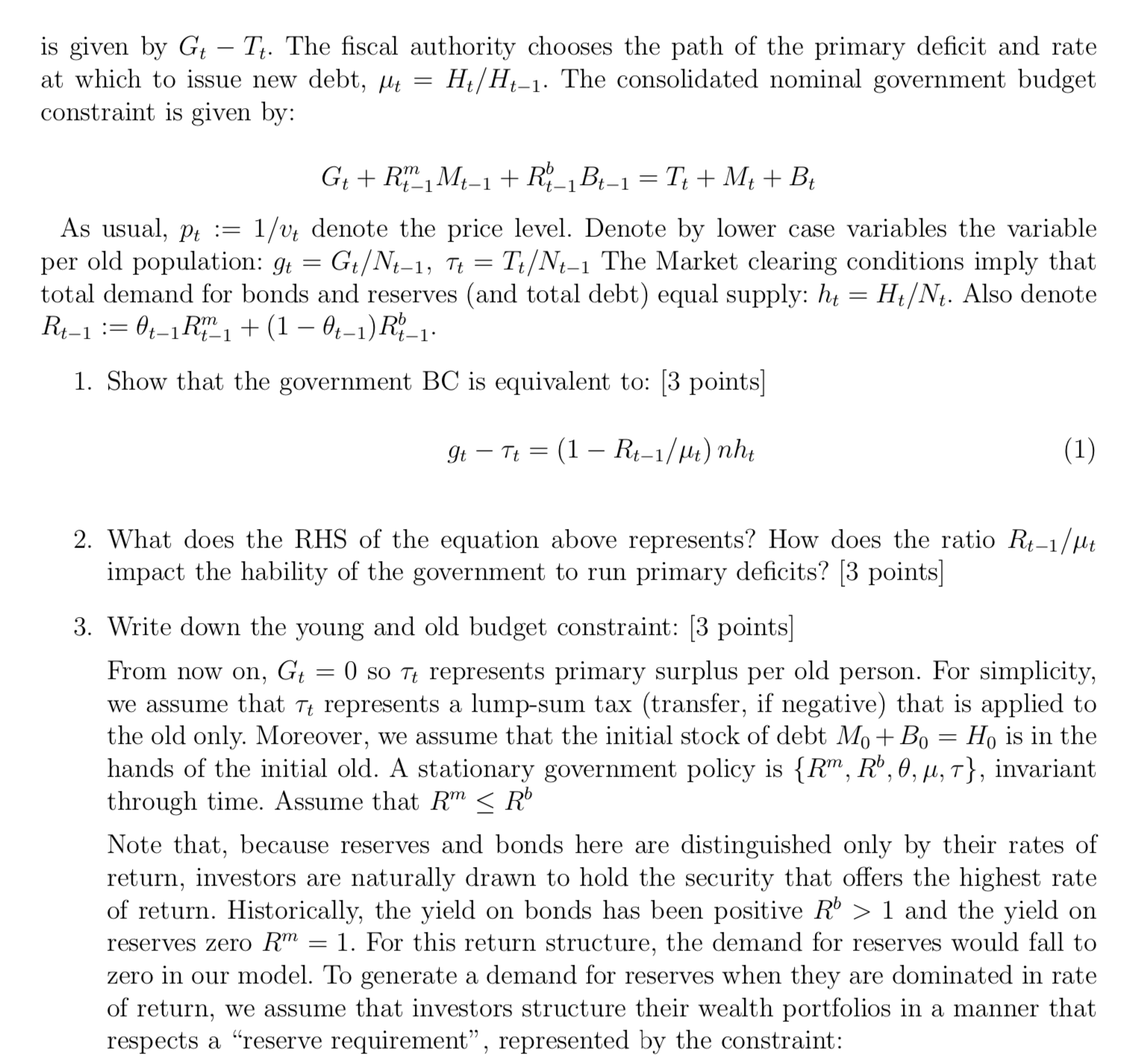 3...oo. The economy is populated by a sequence of two-period-lived overlapping generations.