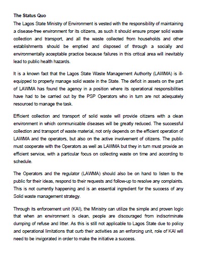 1.0 Introduction: The Committee reviewing the proposal from Messrs. Visionscape Sanitation Solutions