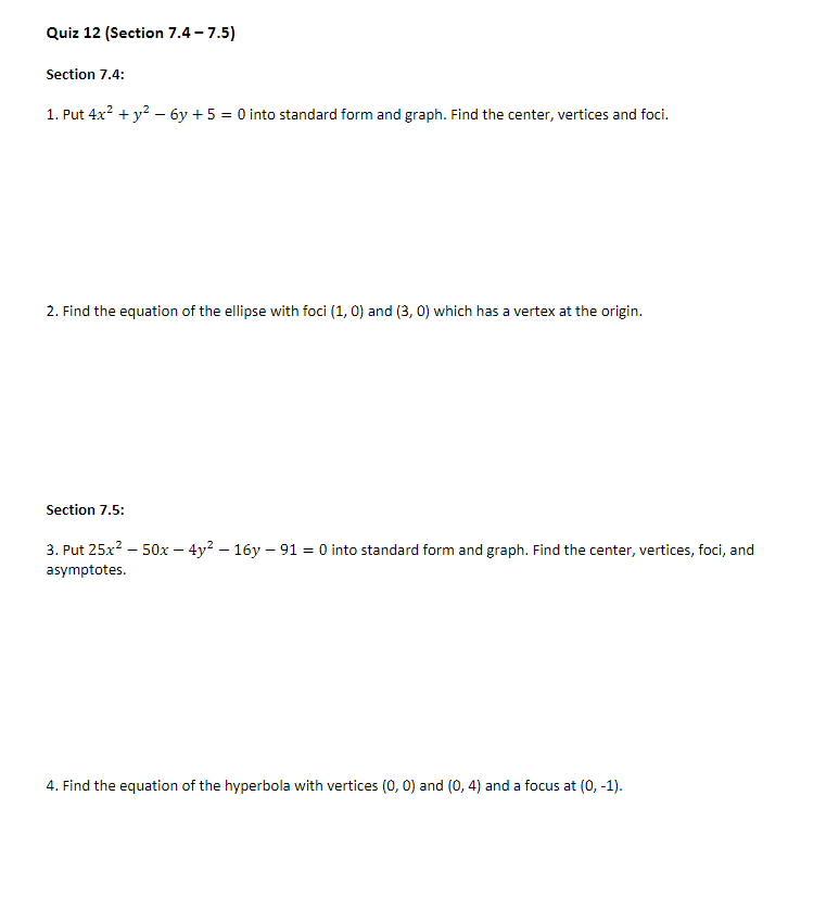 y2 - by + 5 = 0 into standard form and graph.