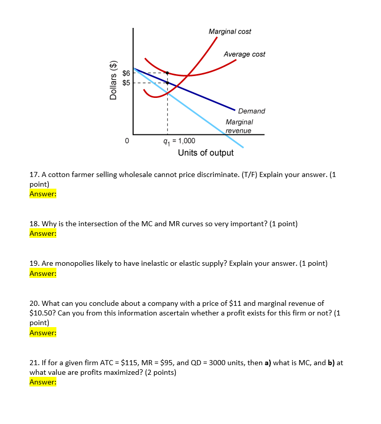 [1 point] Answer: Price 2. For which market structure does price =