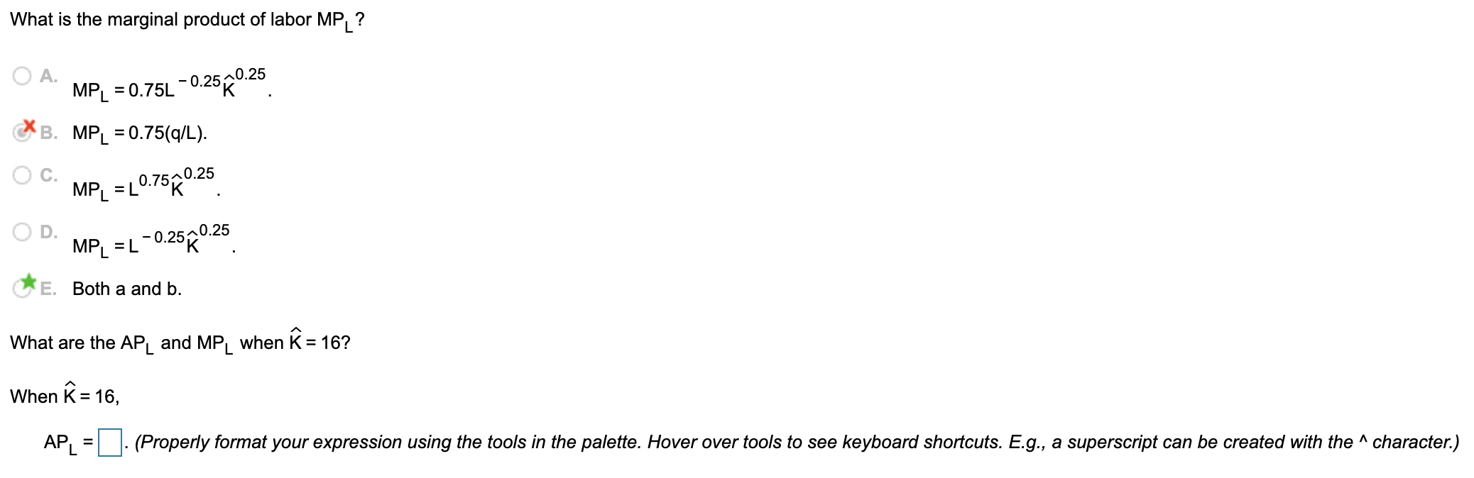 the average product of labor AP, holding capital fixed at K? O