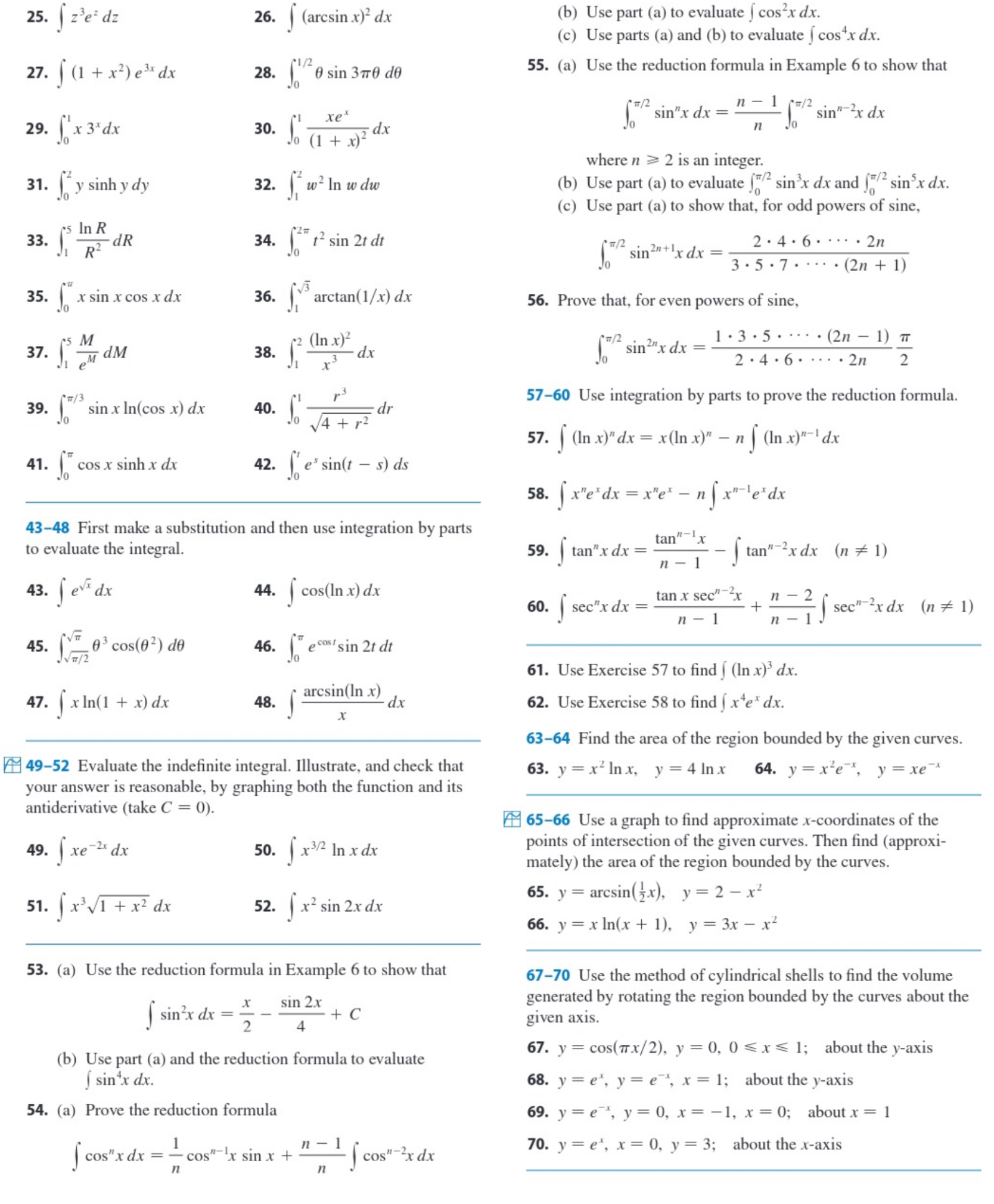 23, 25 1-4 Evaluate the integral using integration by parts with the