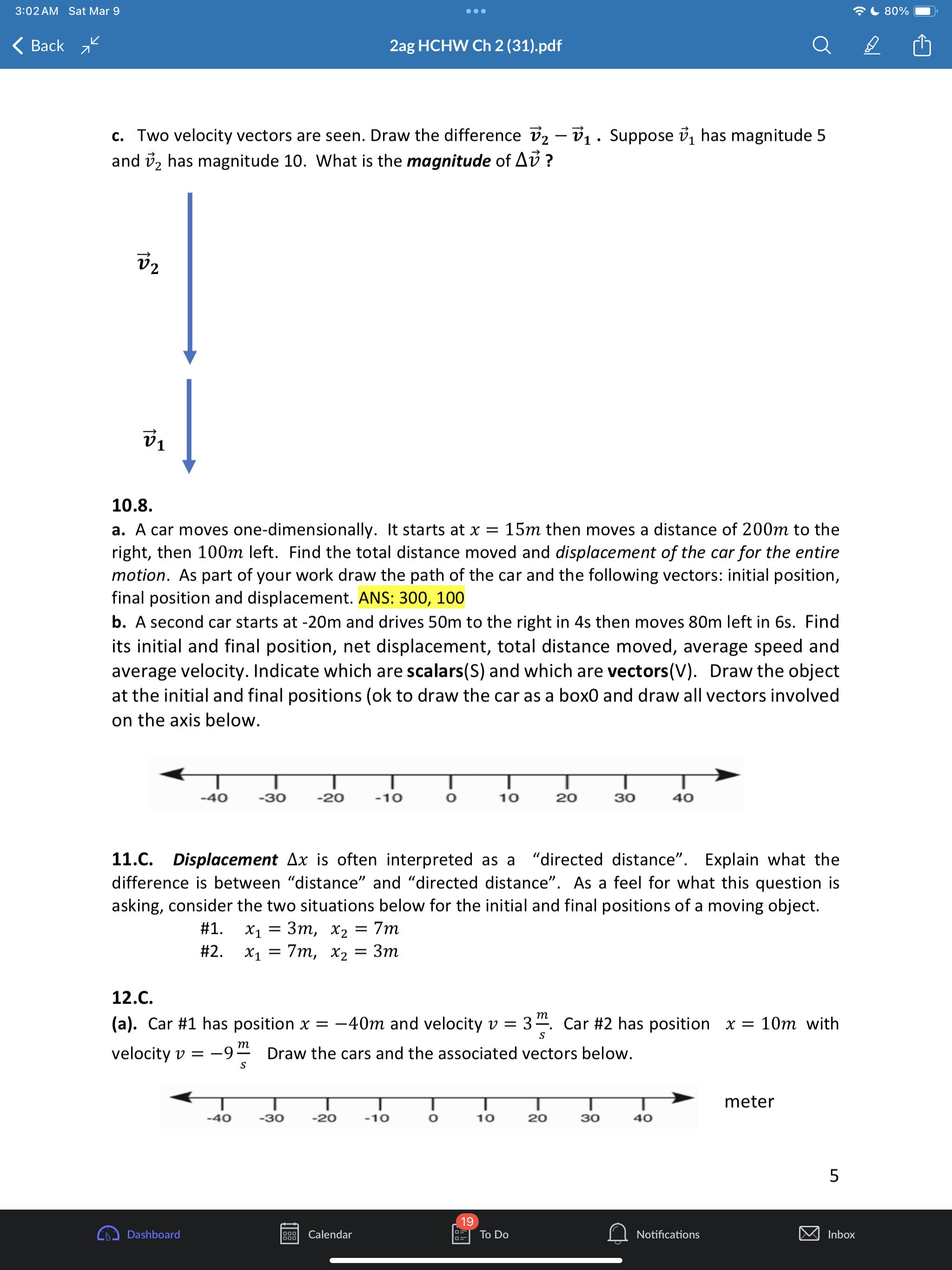 train can either move or b. Draw the postion and velocity vector