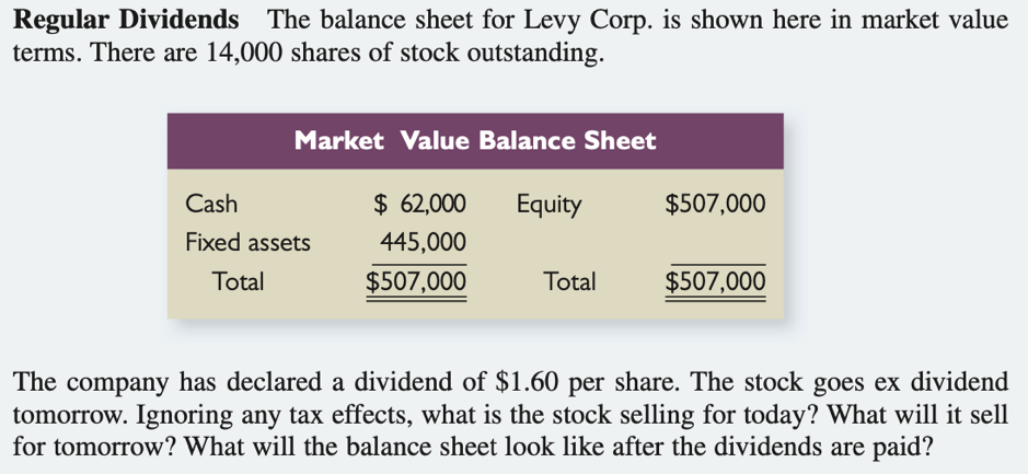 Please help me with this question. Thank you. Regular Dividends The balance