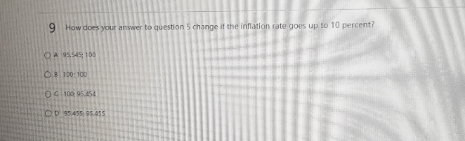 solve the question 9 How does your answer to question 5 change