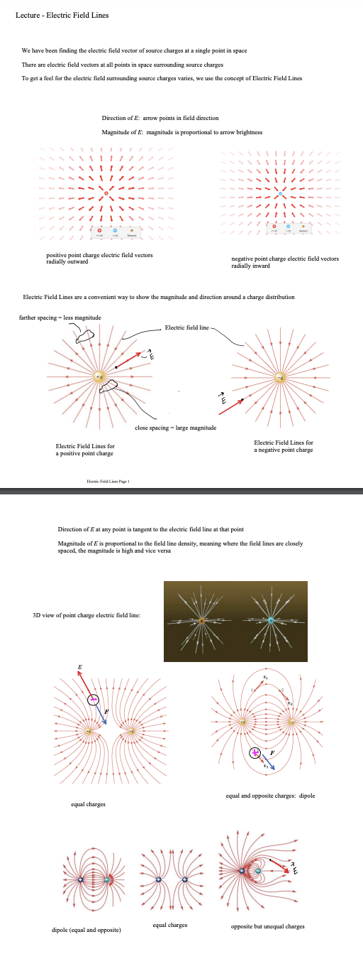  Lecture - Electric Field Lines We have been finding the electric