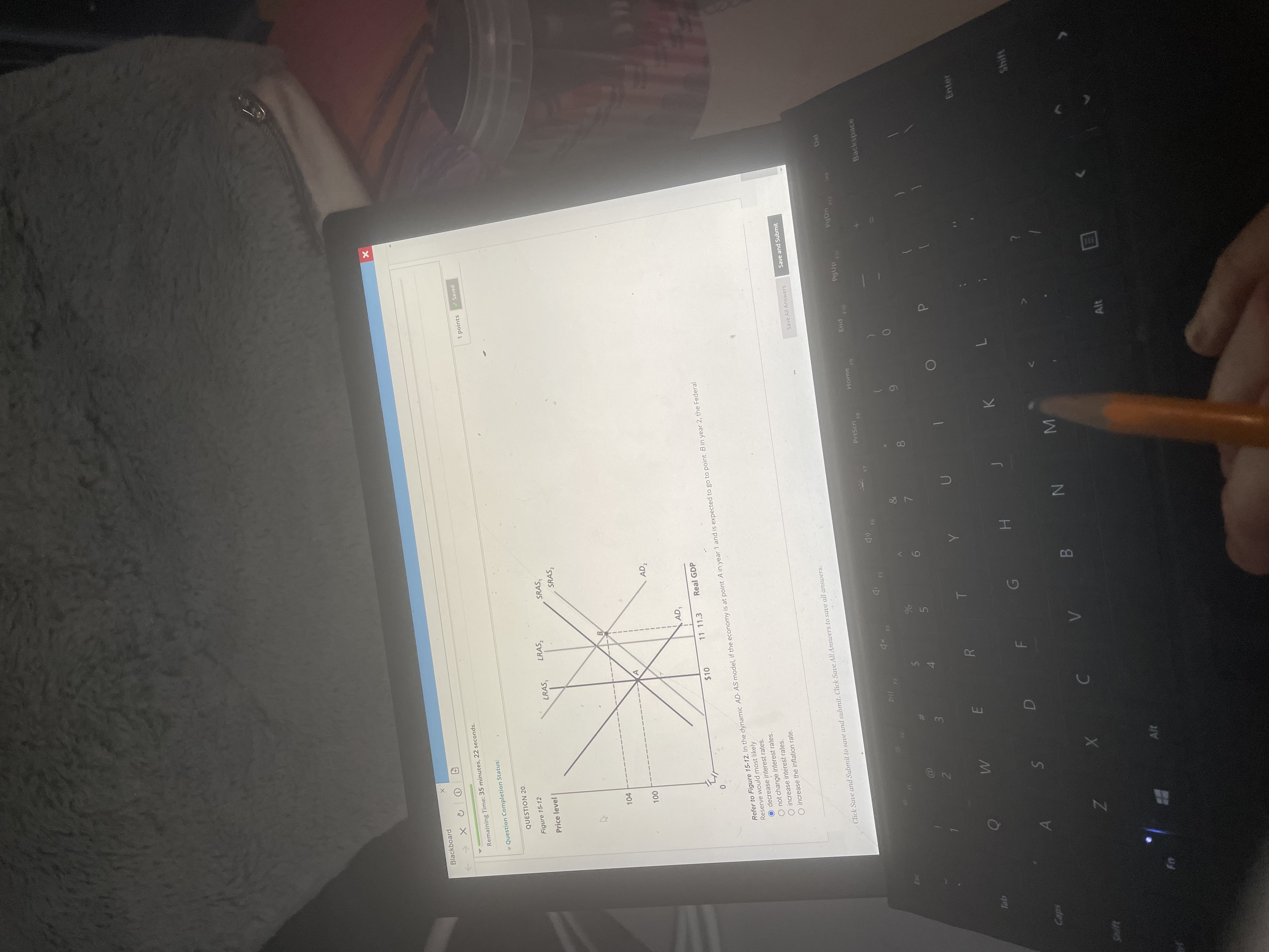  X Blackboard Remaining Time: 35 minutes, 22 seconds. Question Completion Status: