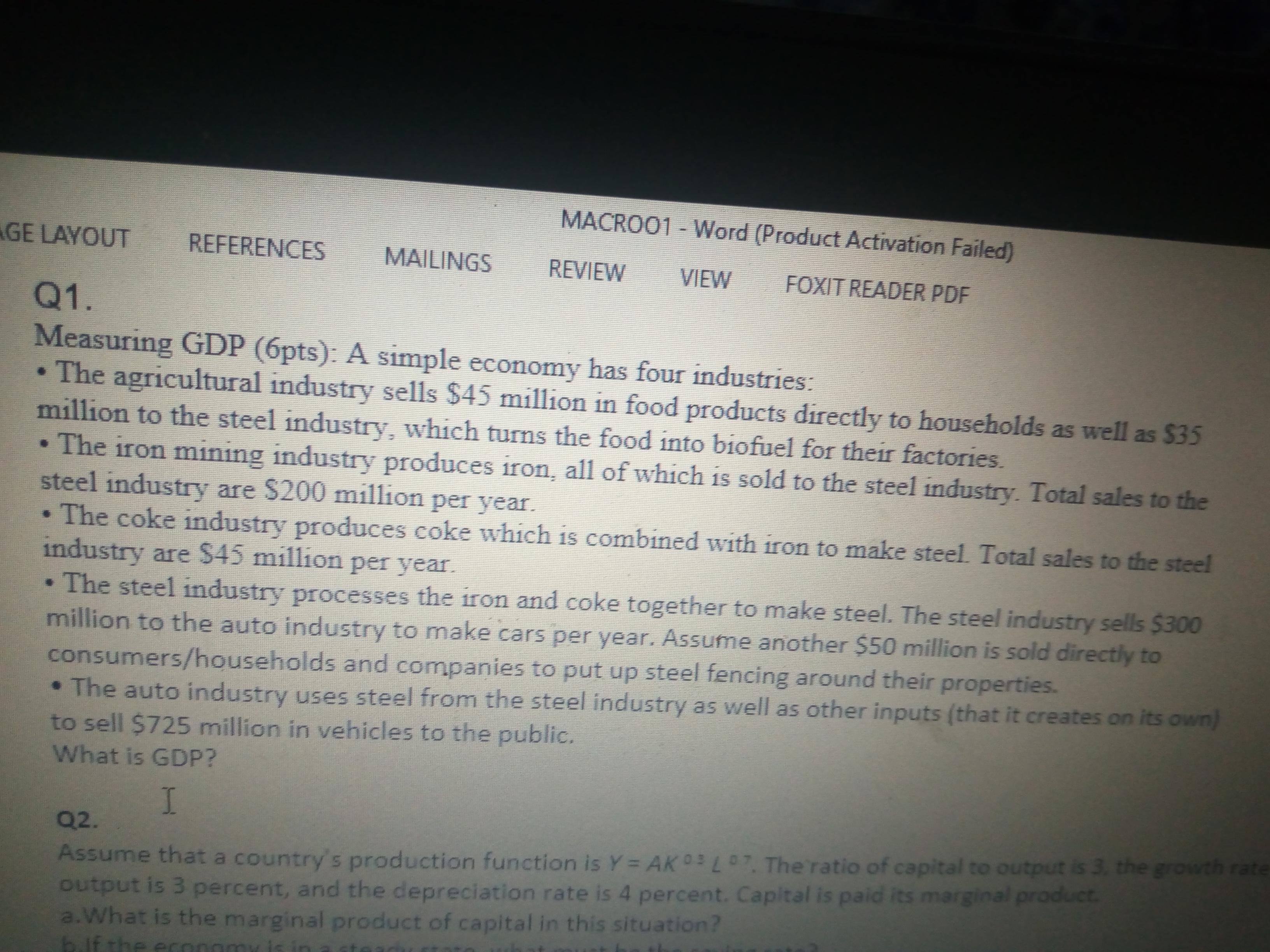 GE LAYOUT REFERENCES MAILINGS REVIEW VIEW FOXIT READER PDF Q1. Measuring GDP