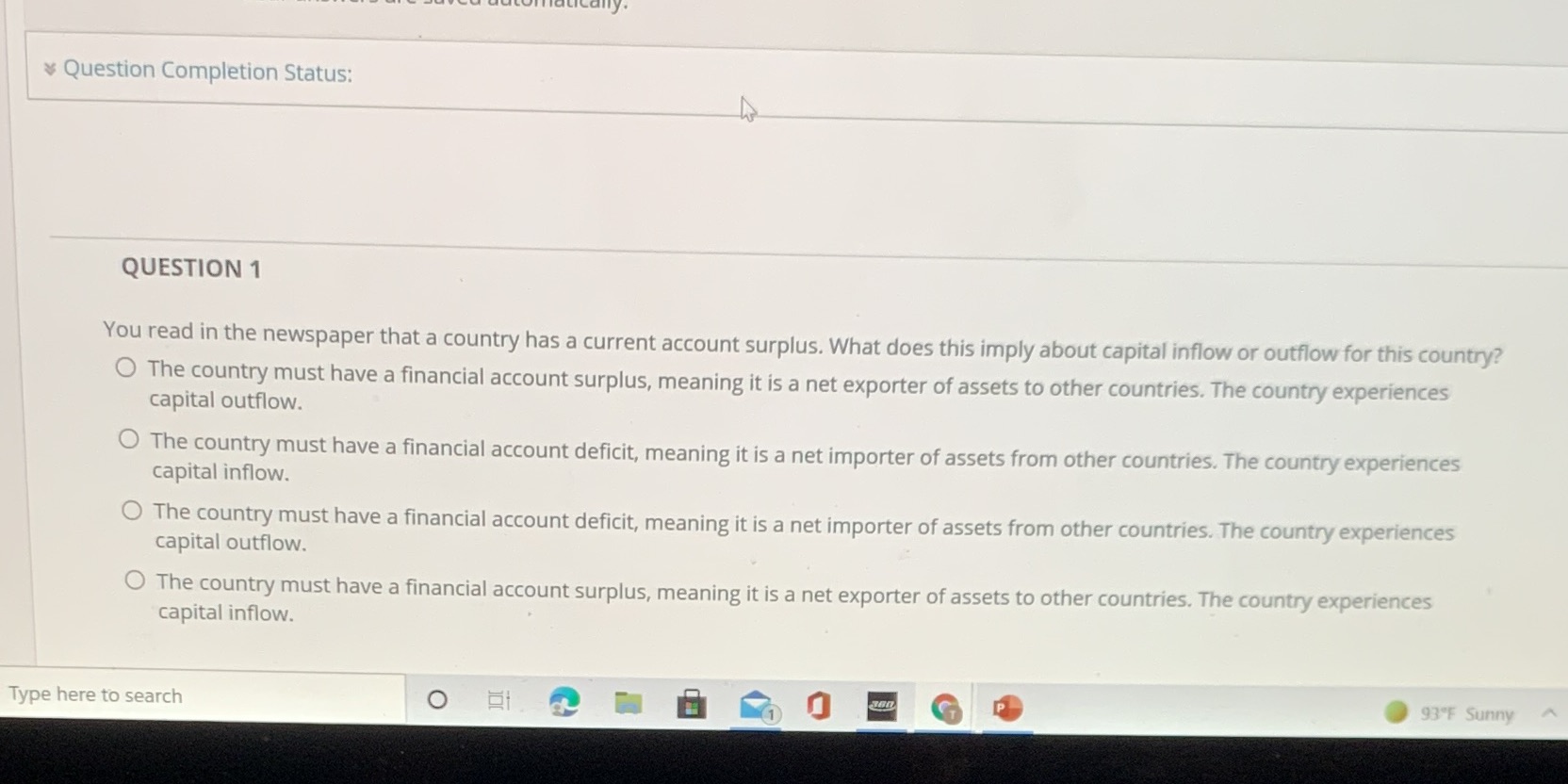 a country has a current account surplus. What does this imply about