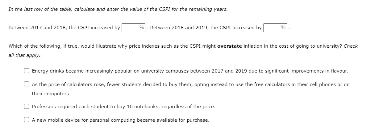 price index, the Canadian Student Price Index (CSPI), based on a typical