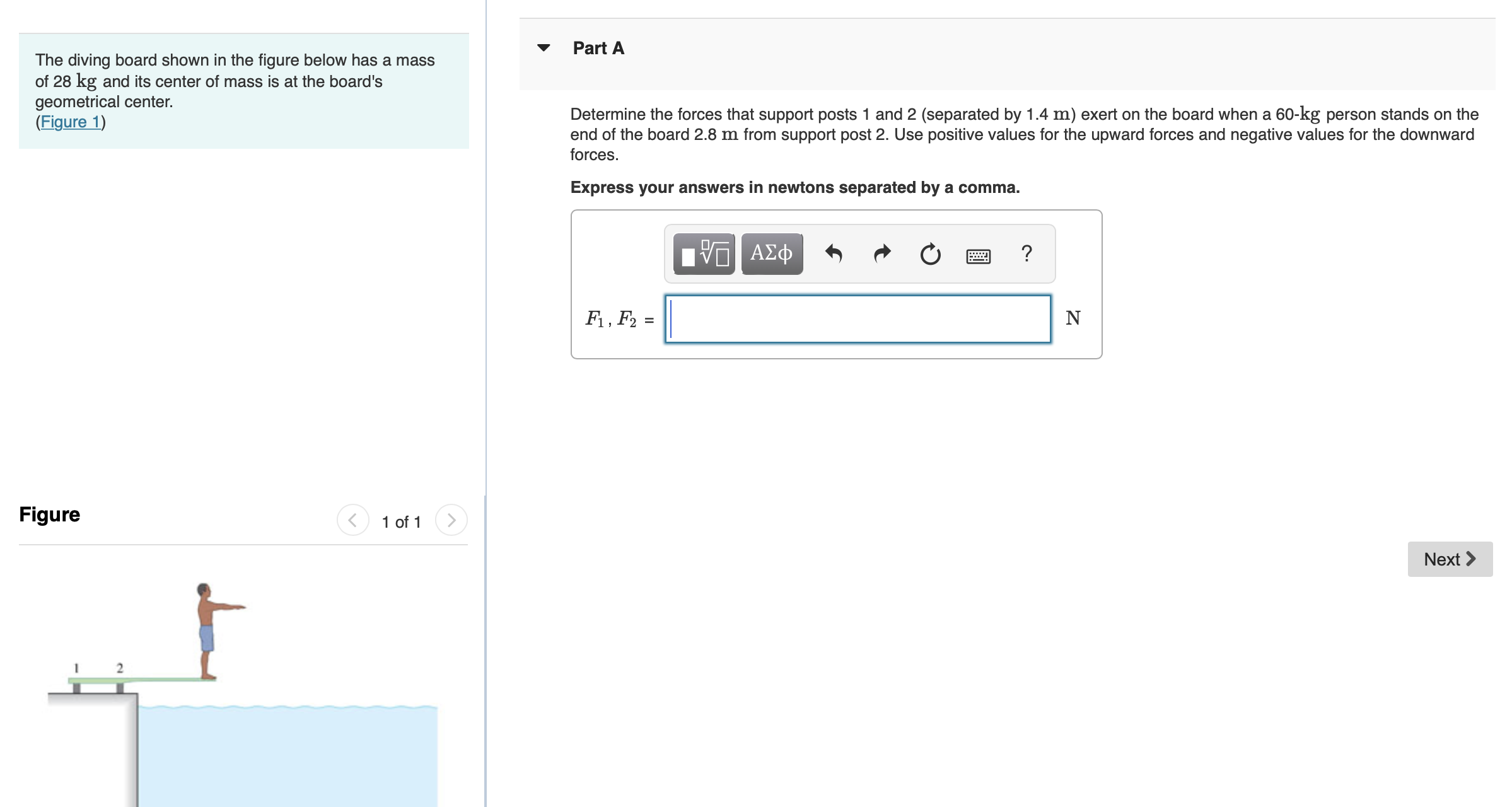 Long Answer #1: v P n A The diving board shown in