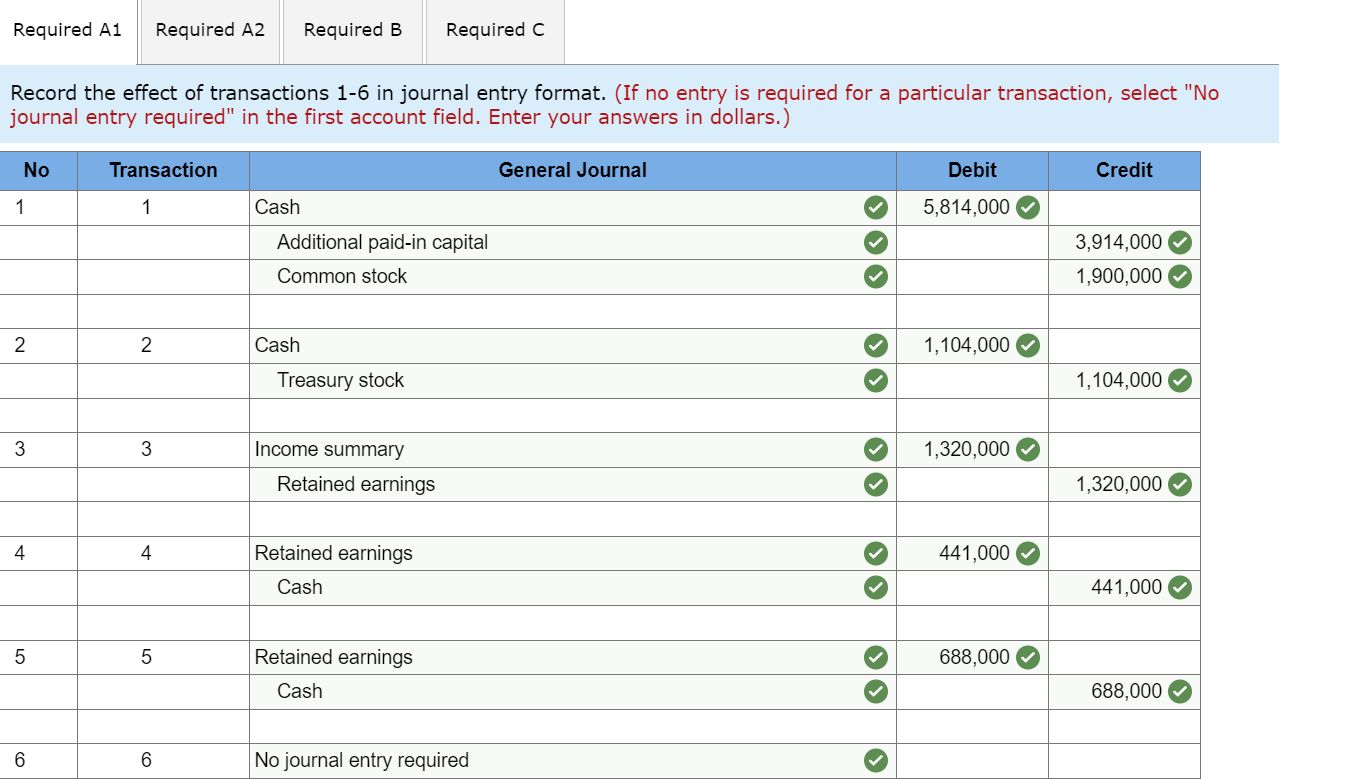 Required A1 Required A2 Required B Required C Record the effect