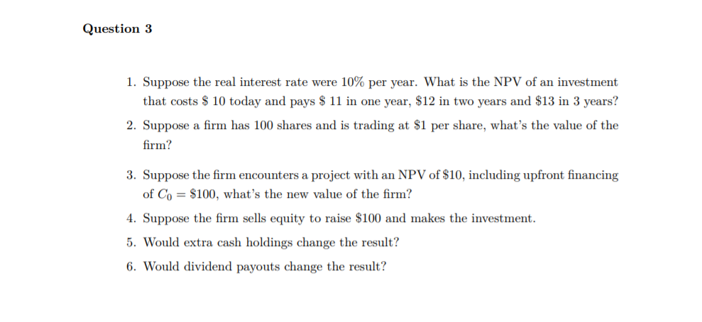 how to answer this question ? how to add npv to a