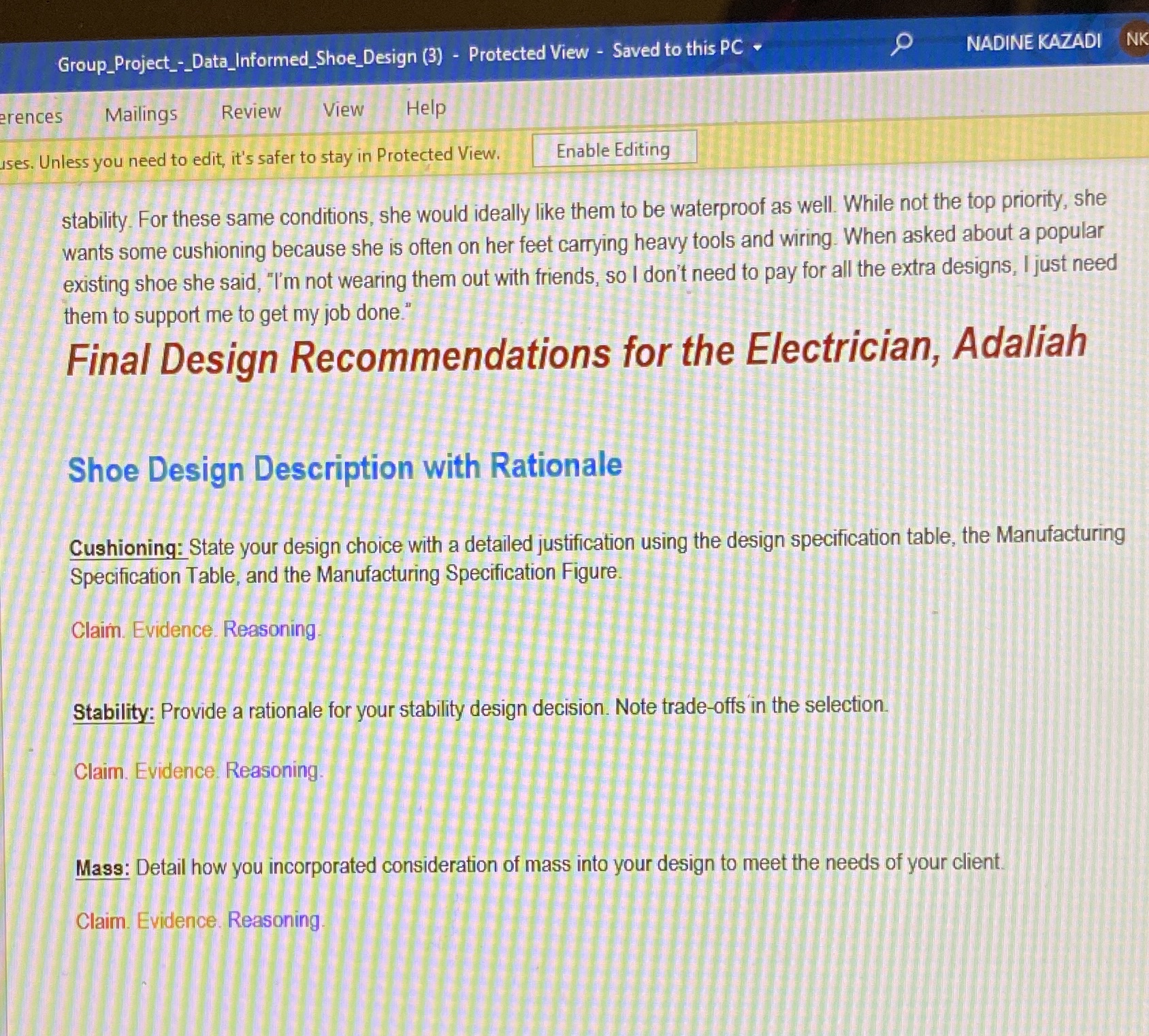  Group_Project_-_Data_Informed_Shoe_Design (3) - Protected View - Saved to this PC .