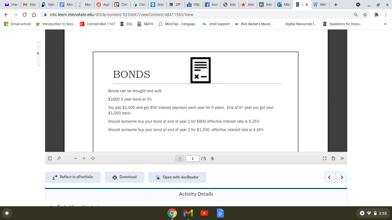 be brought and sold $1000 5 year bond at 5% You pay