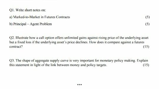 please provide solution to this Q1. Write short notes on: a) Marked-to-Market