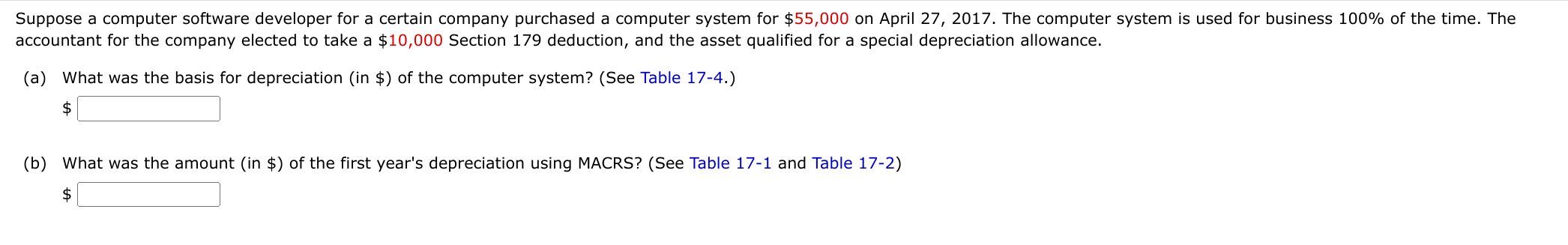 computer system for $55,000 on April 27, 2017. The computer system is