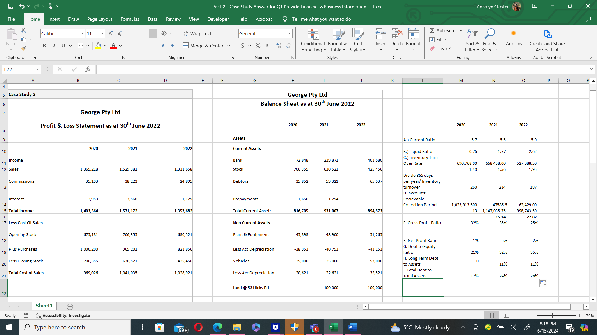 Information - Excel Annalyn Closter X File Home Insert Draw Page Layout