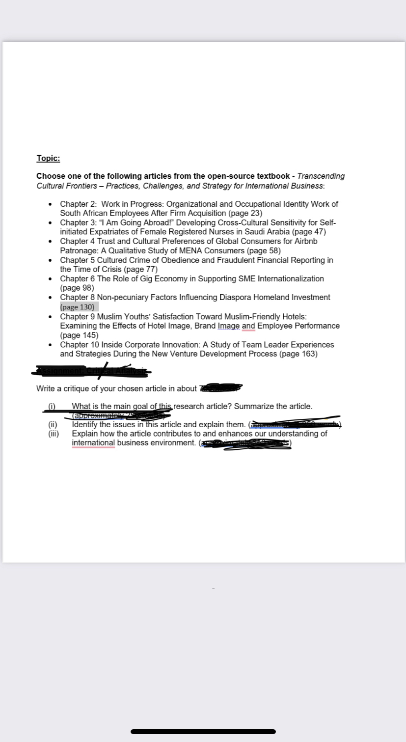 on any one article the whole summary the below mentioned questions to