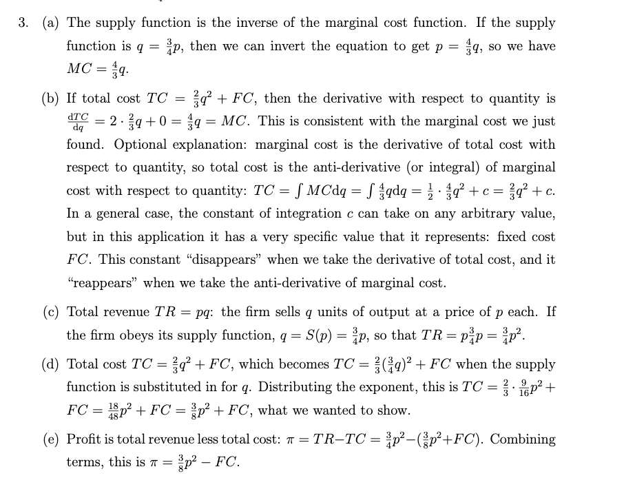  (a) (b) (C) (d) The supply function is the inverse of