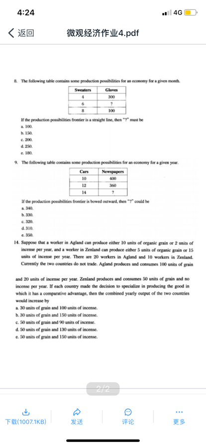 an economy for a given month. Sweaters Gloves 100 If the production