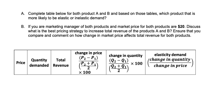 A and B and based on those tables, which product that is