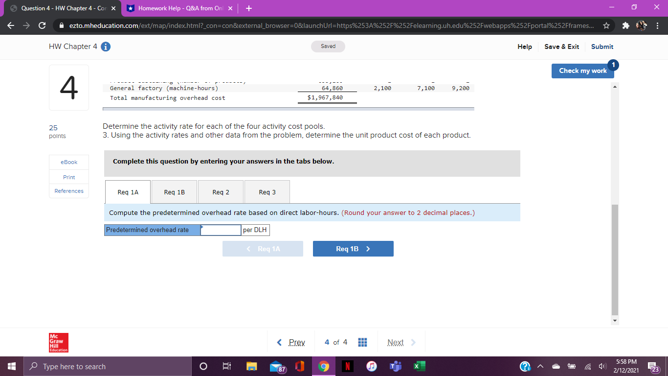 - > --- General factory (machine-hours) 64, 860 2, 100 7, 100