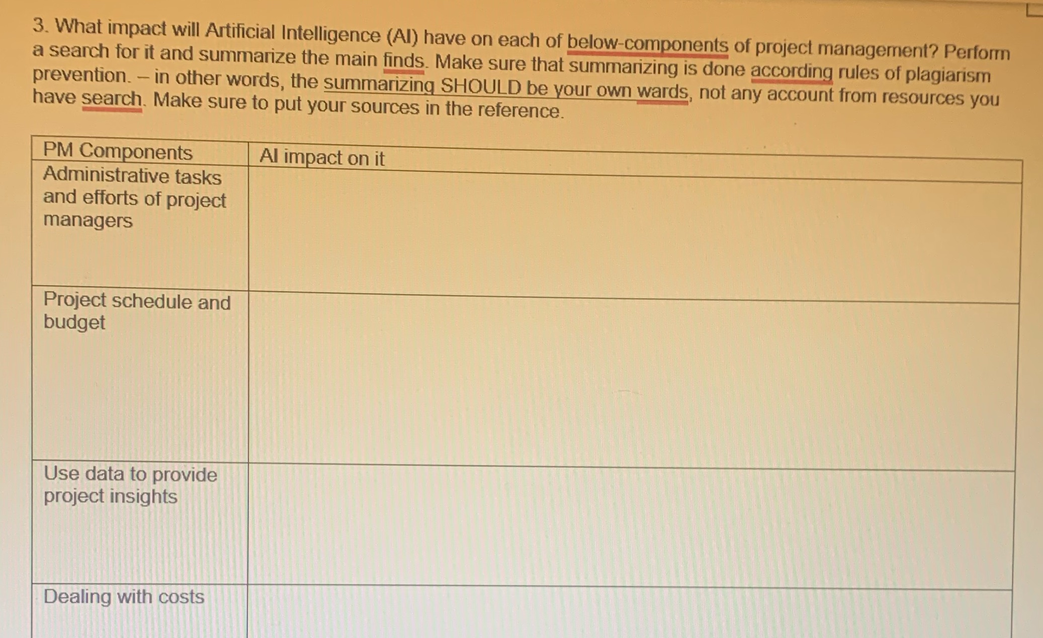 3. What impact will Artificial Intelligence (Al) have on each of