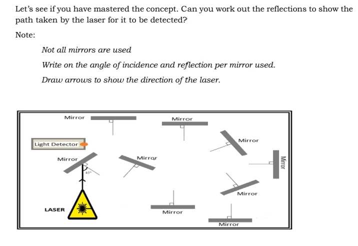 you work out the reflections to show the path taken by the