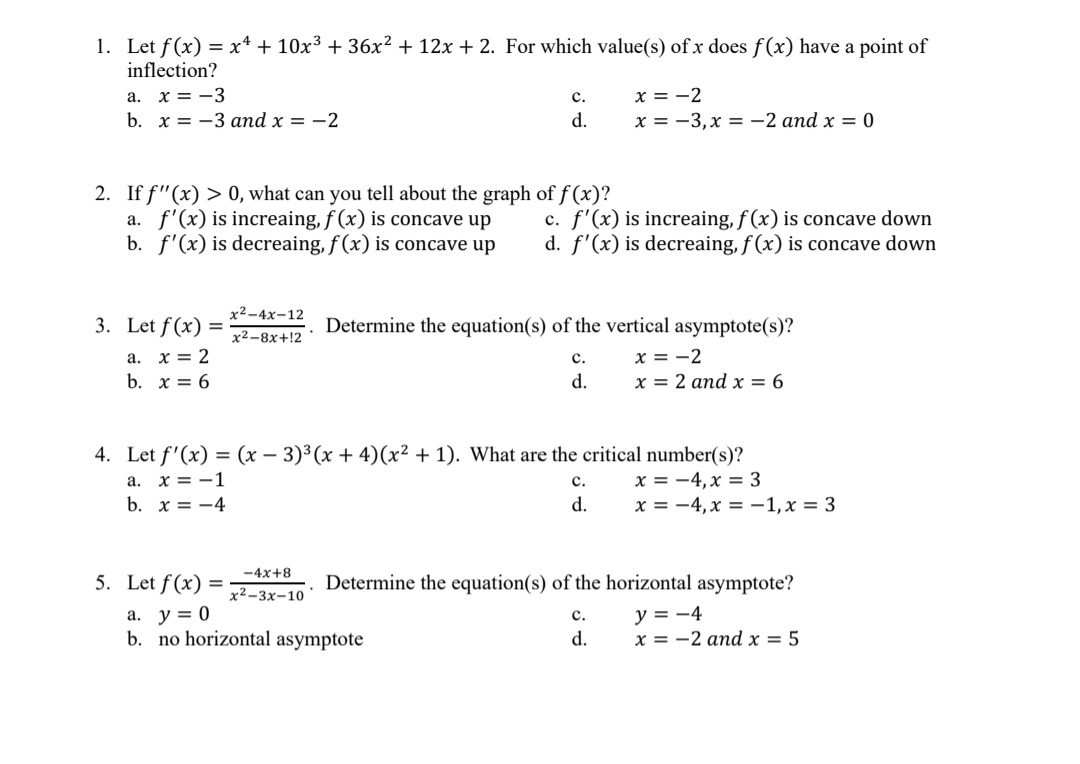 questions sheets so I can better understand. Thank you 1. Let f(x)