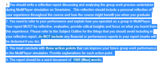 can i get help with final individual reflection report on smartsims simulation
