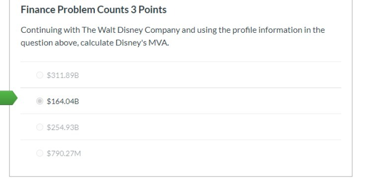 and using the profile information in the question above, calculate Disney's MVA.