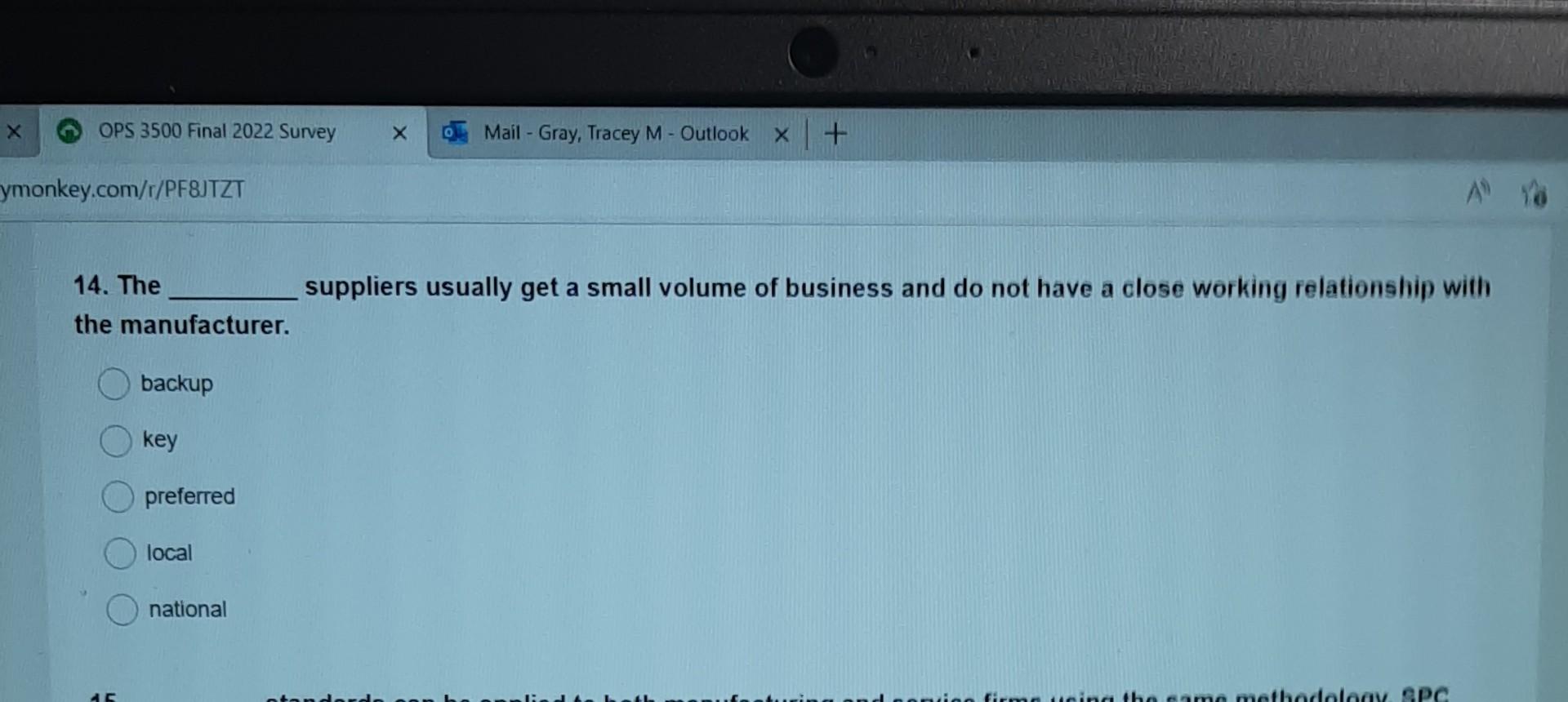 M - Outlook X + ymonkey.com/r/PF8JTZT 14. The suppliers usually get a