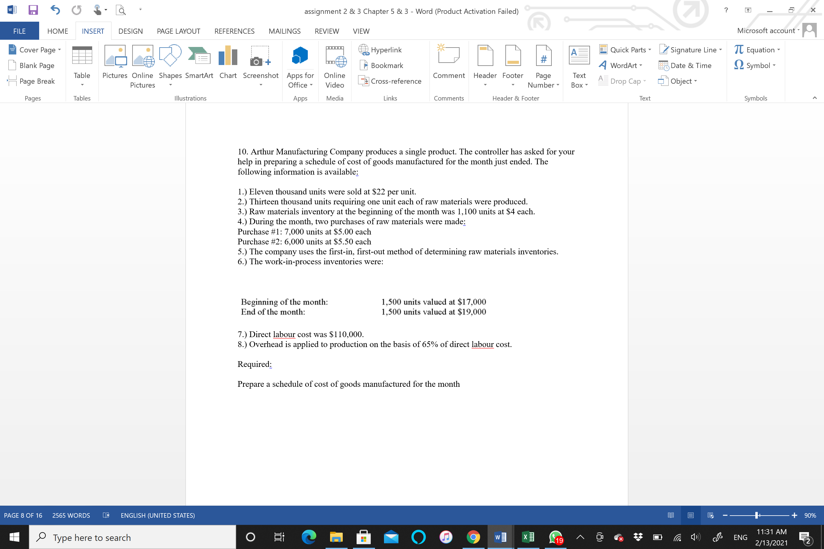 E E (3 O 3' BL : assignment2&3ChapterS8L3-Word(ProductActlvationFaiIed) ? E _
