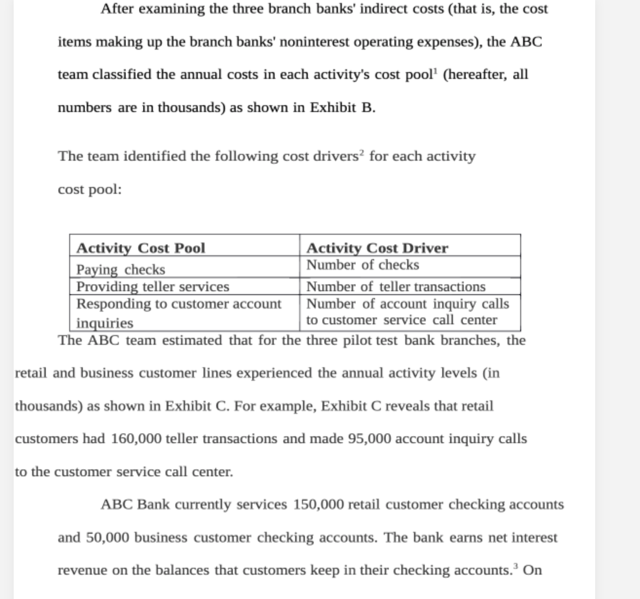 the profit (loss) per customer for the retail customer and business customer