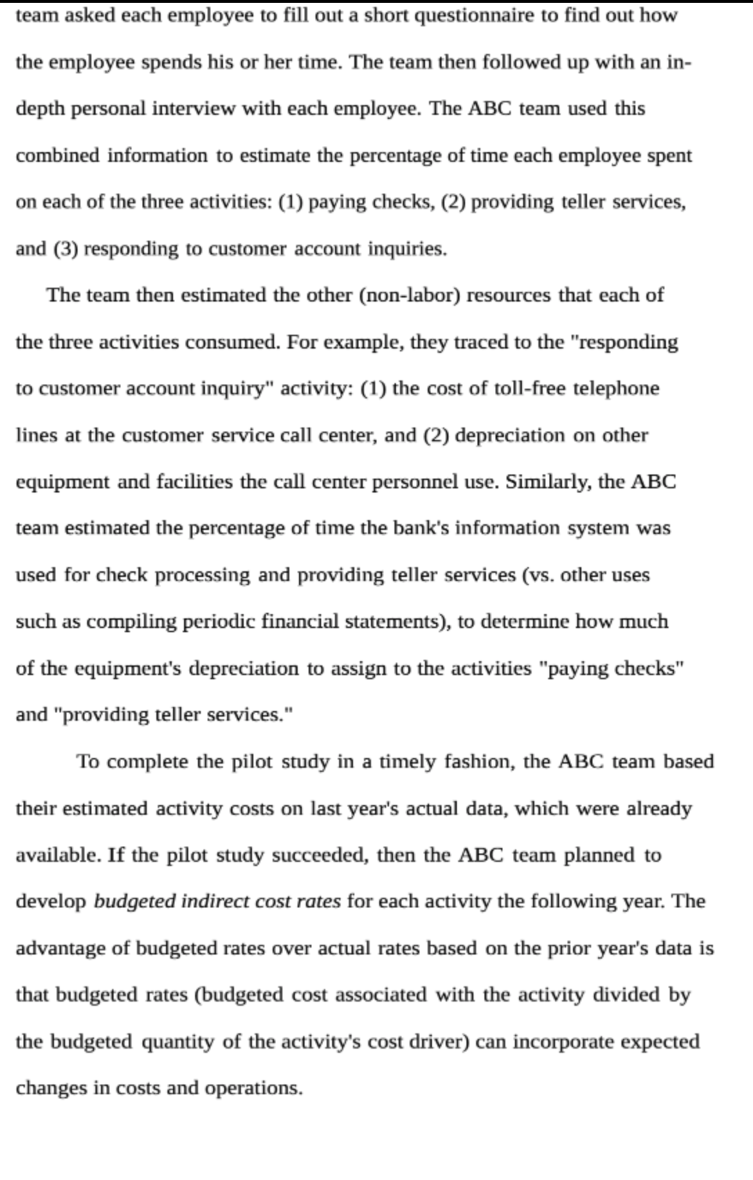 those associated with paying checks, providing teller services, and responding to customer