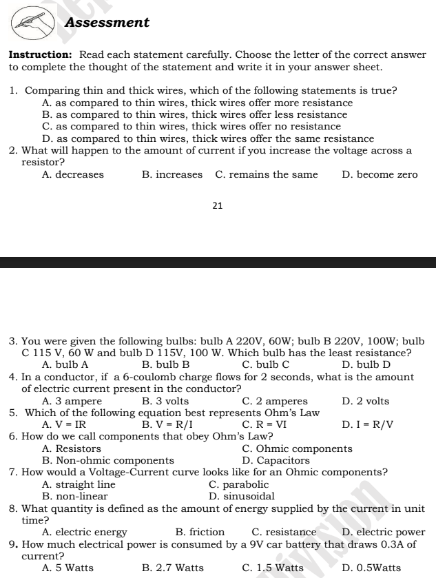 concise answer to the following questions on a separate sheet of paper: