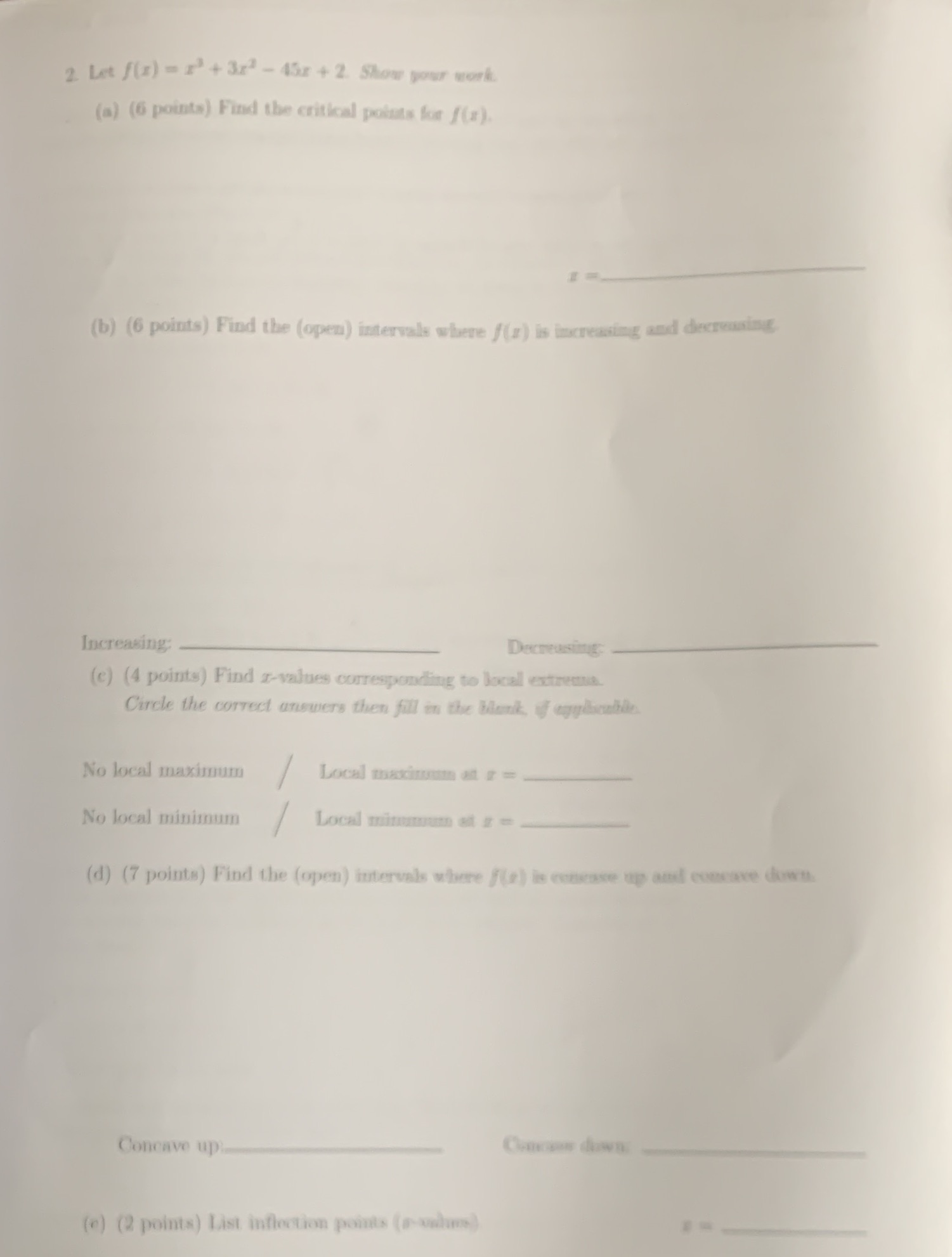  2. Let /(x) = 2 + 3x3 - 45x + 2.