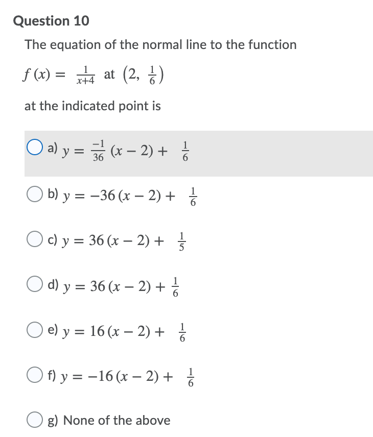 the normal line to the function f (x) = _ at (2,