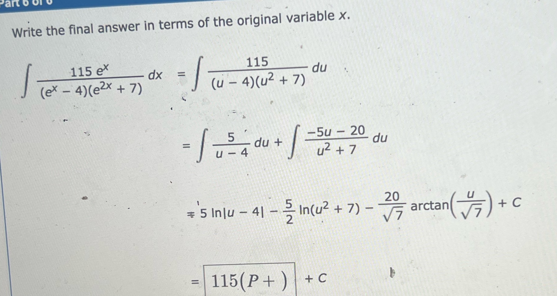 I only need the answer in box please mine is wrong art