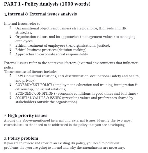 issues analysis Internal issues refer to Organisational objectives, business strategic choice, HR
