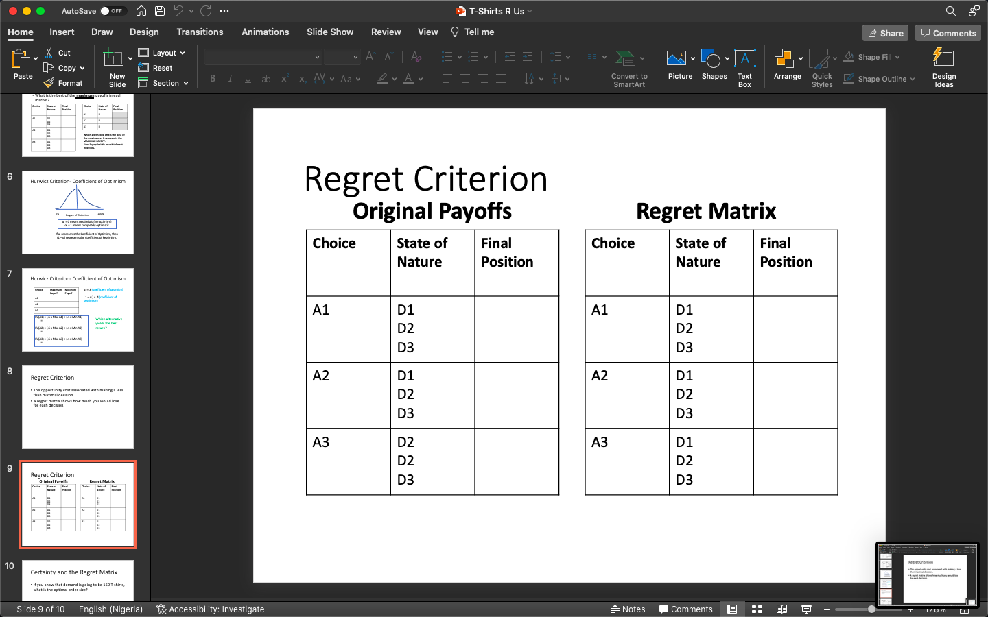sales levels are 100, 150, or 200 units; but you cannot assign