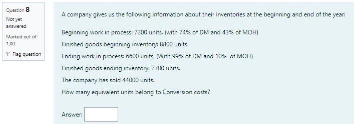 gives information for the month of october: Not yet answered Facilities factory: